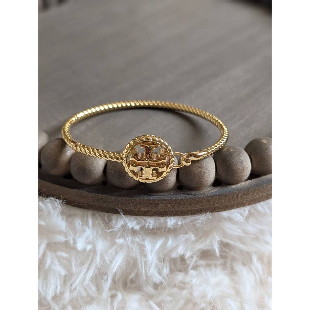 TORY BURCH Rope Logo Hinged Cuff Bangle